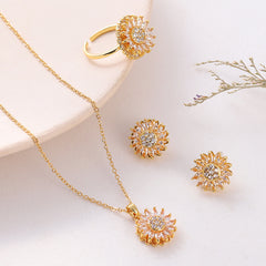 "Rayon d’Or – Parure Fleur de Tournesol pour Femme Lumineuse"