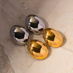 "Haricot d’Or – Boucles d’Oreilles Rondes Brillantes en Acier Inoxydable 18K"