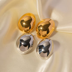 "Haricot d’Or – Boucles d’Oreilles Rondes Brillantes en Acier Inoxydable 18K"